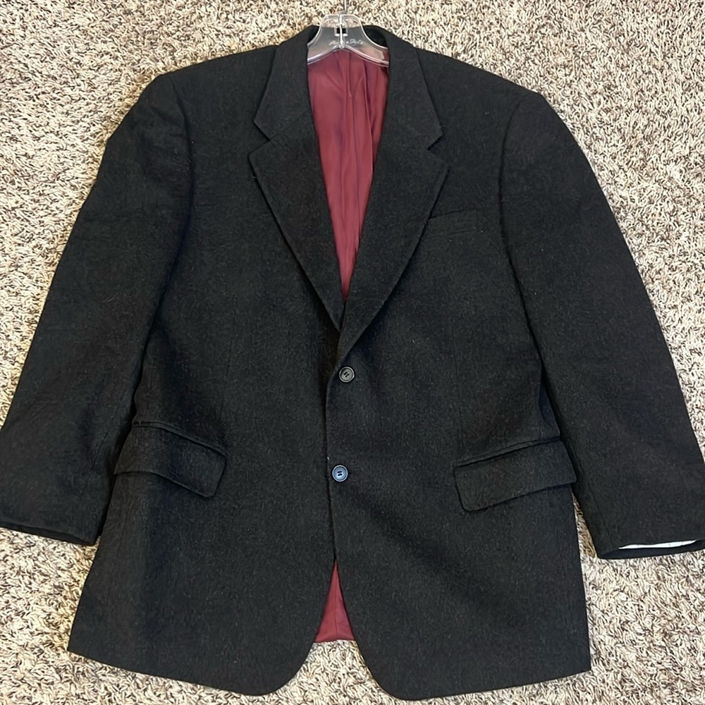 Mino Lambardi Charcoal Gray Cashmere Sport Coat Size 41L Made In Italy